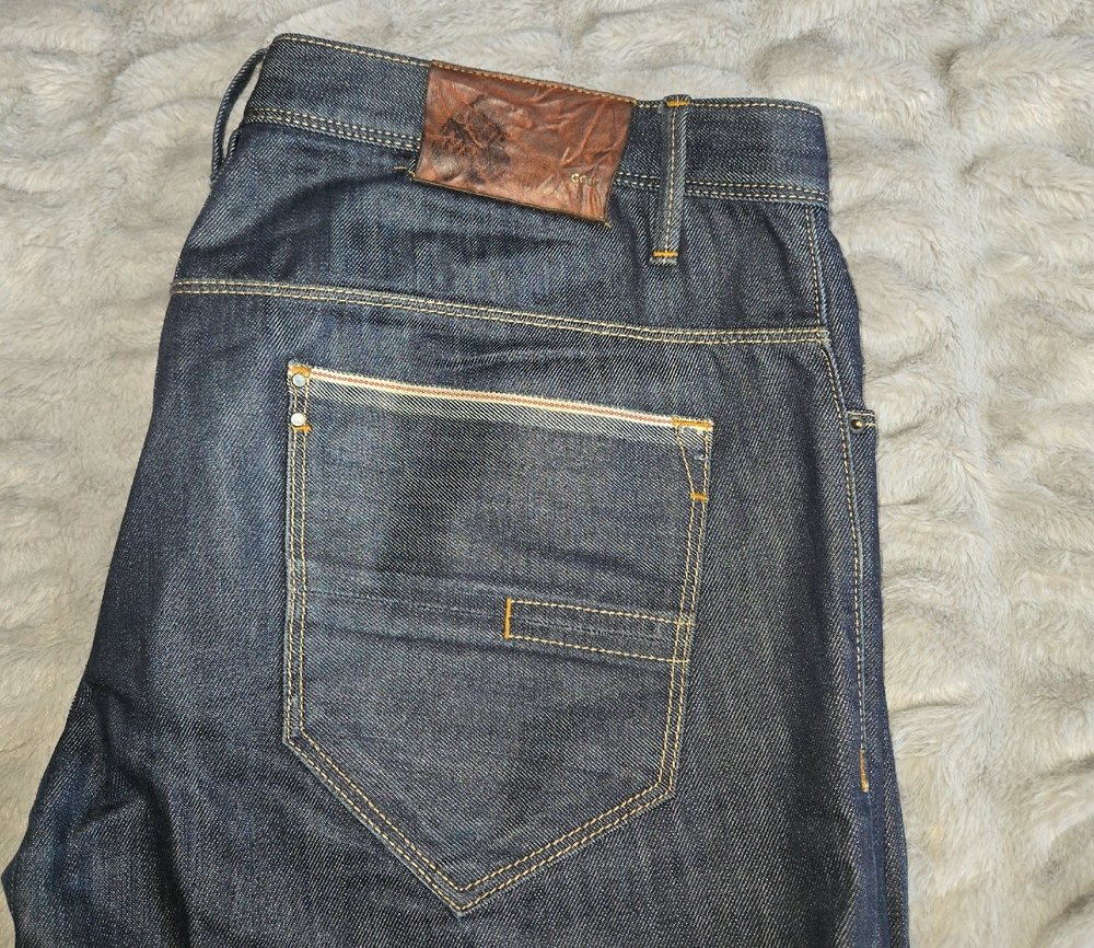 Dark Indigo Jeans with Brown Accents